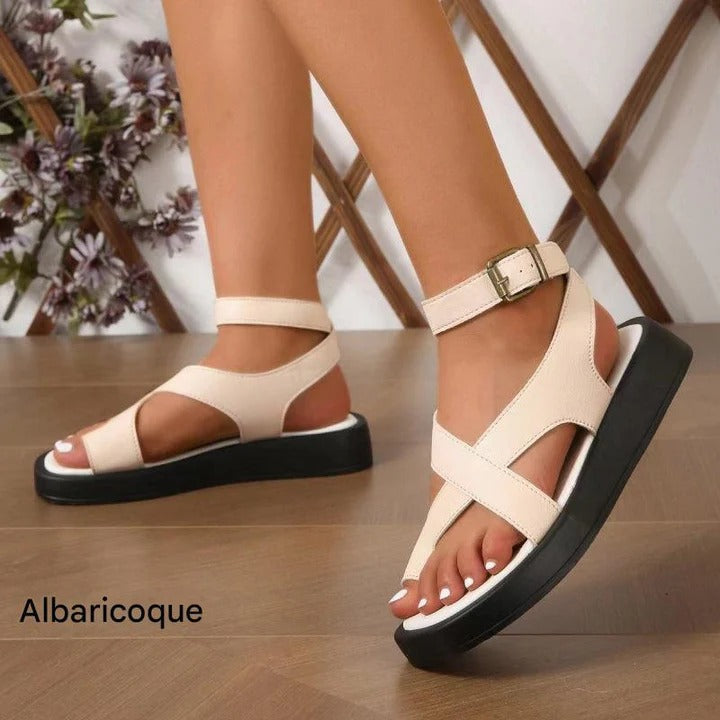 Sandalias para mujer con tobillo ajustable y hebilla cruzada