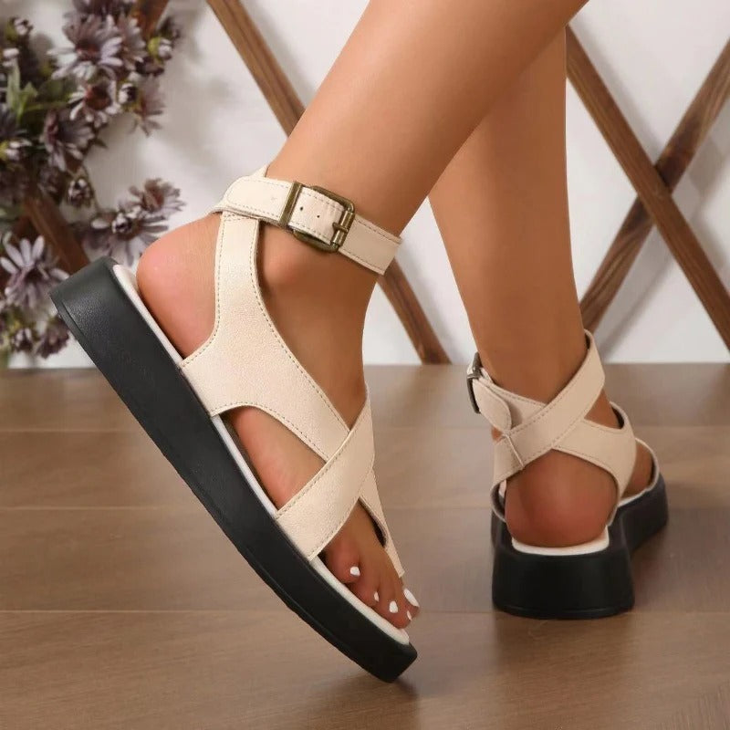 Sandalias para mujer con tobillo ajustable y hebilla cruzada