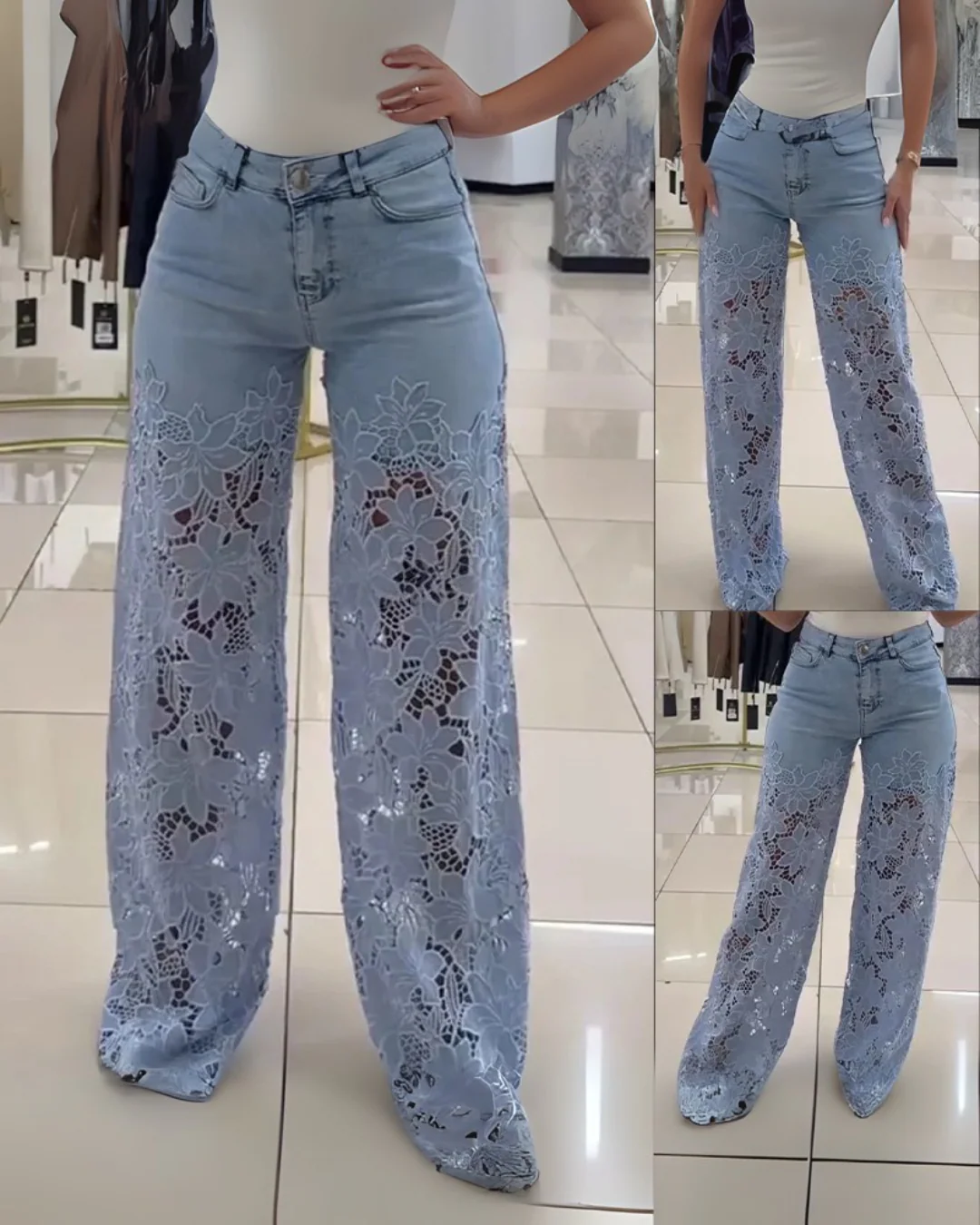 VAQUEROS DE MUJER ADORNADOS CON ENCAJE