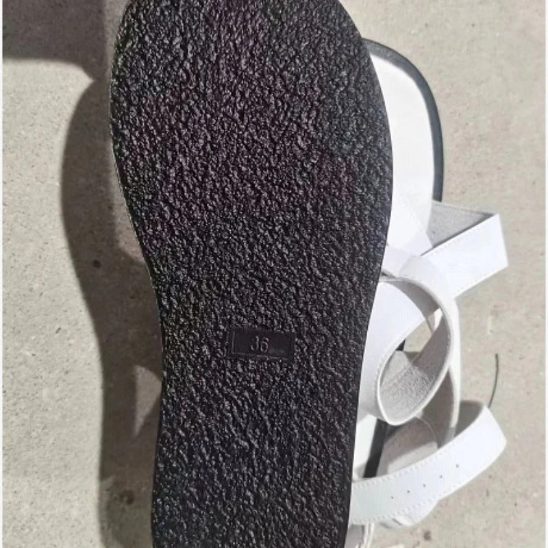 Sandalias para mujer con tobillo ajustable y hebilla cruzada