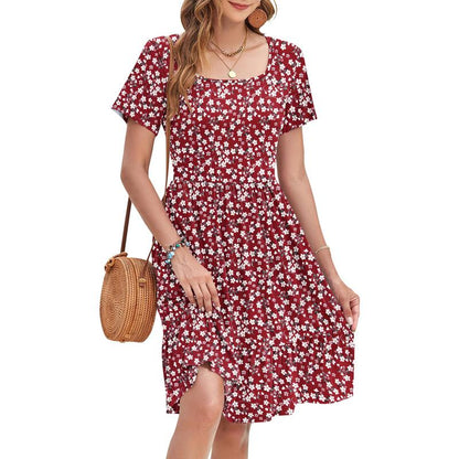 VESTIDO FLORAL CON ENCAJE ACOMPAÑADO DE GASA
