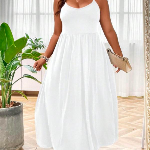 Vestido fruncido con tirantes delgados