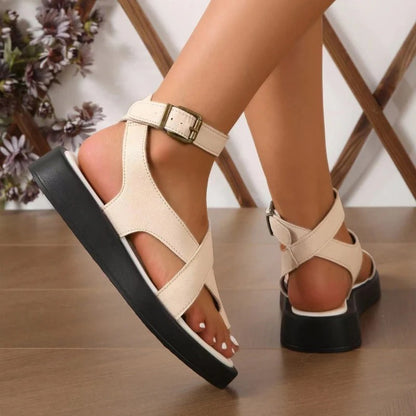 Sandalias para mujer con tobillo ajustable y hebilla cruzada